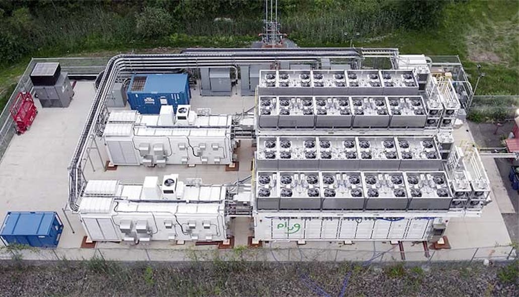 An overhead view of a 3-megawatt hydrogen fuel cell developed for Microsoft by Plug Power, which may replace diesel generators in Microsoft data centers. (Image: Microsoft)