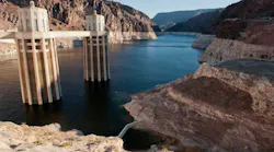 The water intakes for Lake Mead by Hoover Dam, with reduced water levels seen on the canyon walls. (Photo: U.S. Bureau of Reclamation)