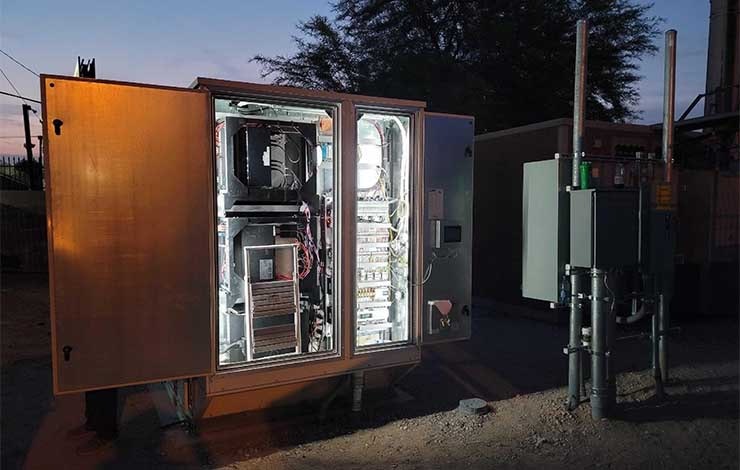 A Vapor IO VEM20 micro modular data center, with the networking panel open. (Photo: Vapor IO)