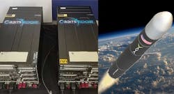 At left,, an OrbitsEdge SatFrame server developed in partnership with Hewlett Packard Enterrpise (HPA)> At right, a Vaya Space launch vehicle. (Images: OrbitsEdge, Vaya Space) At left,, an OrbitsEdge SatFrame server developed in partnership with Hewlett Packard Enterrpise (HPA)> At right, a Vaya Space launch vehicle. (Images: OrbitsEdge, Vaya Space)