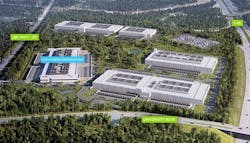 An illustration of the planned Gainesville Crossing data center campus being developed by Corscale in Northern Virginia. (Image: Corscale)