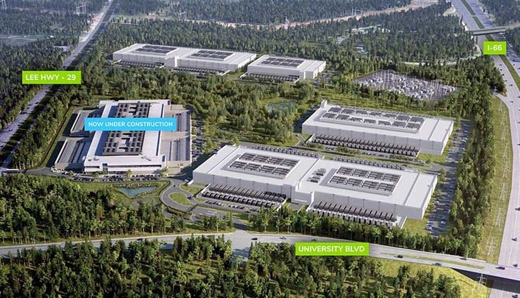 An illustration of the planned Gainesville Crossing data center campus being developed by Corscale in Northern Virginia. (Image: Corscale)