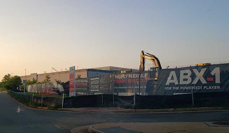 Consruction is underway on the Powerhouse ABX- 1 data center in Ashburn, Virginia. (Photo: Rich Miller)
