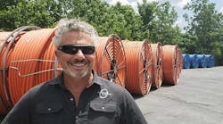 Quantum Loophole CEO Josh Snowhorn with reels of 2-inch innerduct for a new fiber ring connecting the company’s data center campus in Adamstown, Md. to the Northern Virginia cloud cluster. (Photo: Rich Miller) Quantum Loophole CEO Josh Snowhorn with reels of 2-inch innerduct for a new fiber ring connecting the company’s data center campus in Adamstown, Md. to the Northern Virginia cloud cluster. (Photo: Rich Miller)