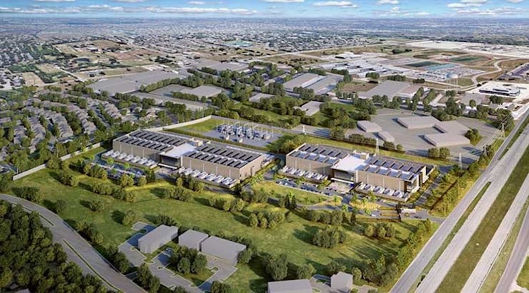 An illustration of the Sabey Data Centers campus planned for Round Rock, near Austin, Texas. (Image: Sabey Data Centers)