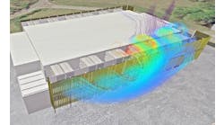 CFD simulations show air flow around the exterior of a data center. (Source: Future Facilities)