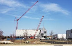 A new 96 megawatt data center under construction on the Vantage Data Centers campus in Ashburn, Virginia. (Photo: Rich Miller)