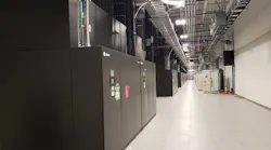 Power and cooling equipment in a gallery running alongside a data hall in the QTS Shellhorn DC-1 data center. (Photo: Rich Miller)