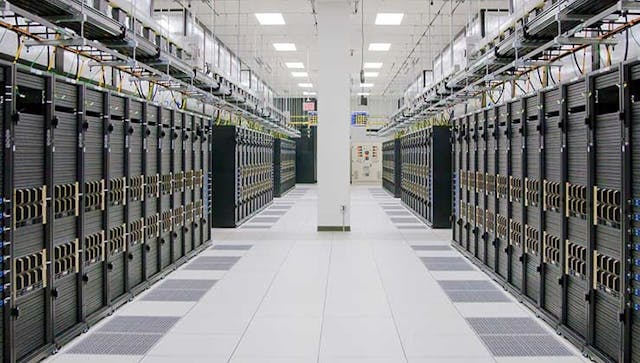A row of racks for the Meta AI Research SuperCluster (RSC), a new supercomputer to enable new AI models. Each rack contains two NVIDIA DGX A100 systems. (Photo: Meta)