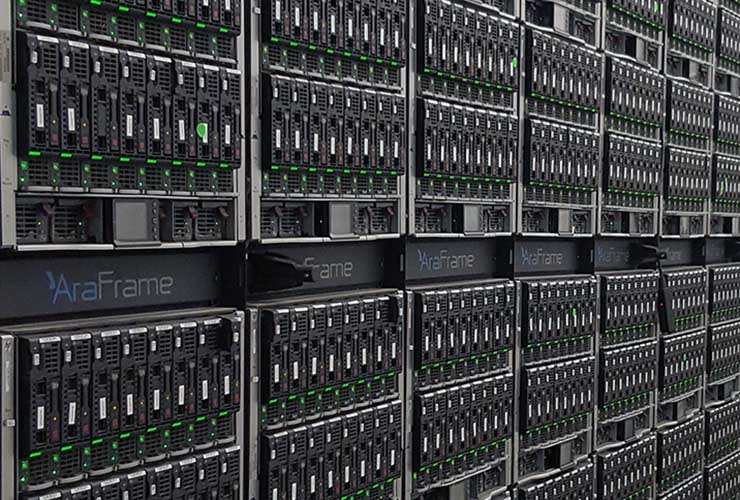 An example of rack density in an Intel data center. (Photo: RIch Miller)