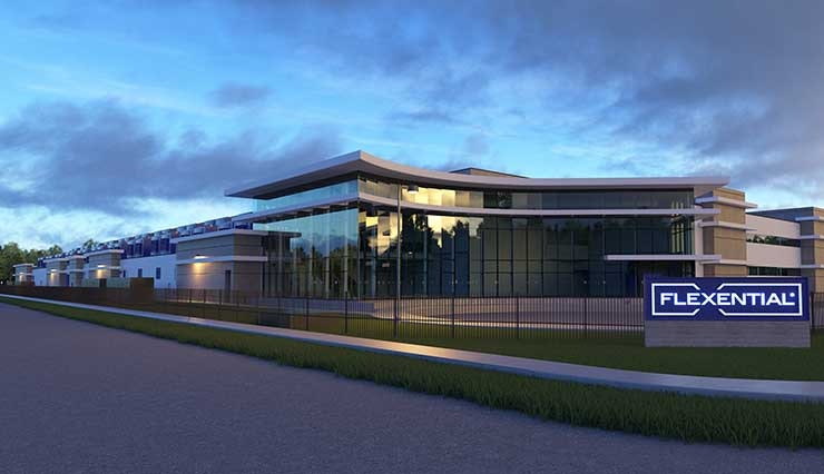 An illustration of the Flexential Hillsboro 3 data center in Oregon. (Image: Flexential)