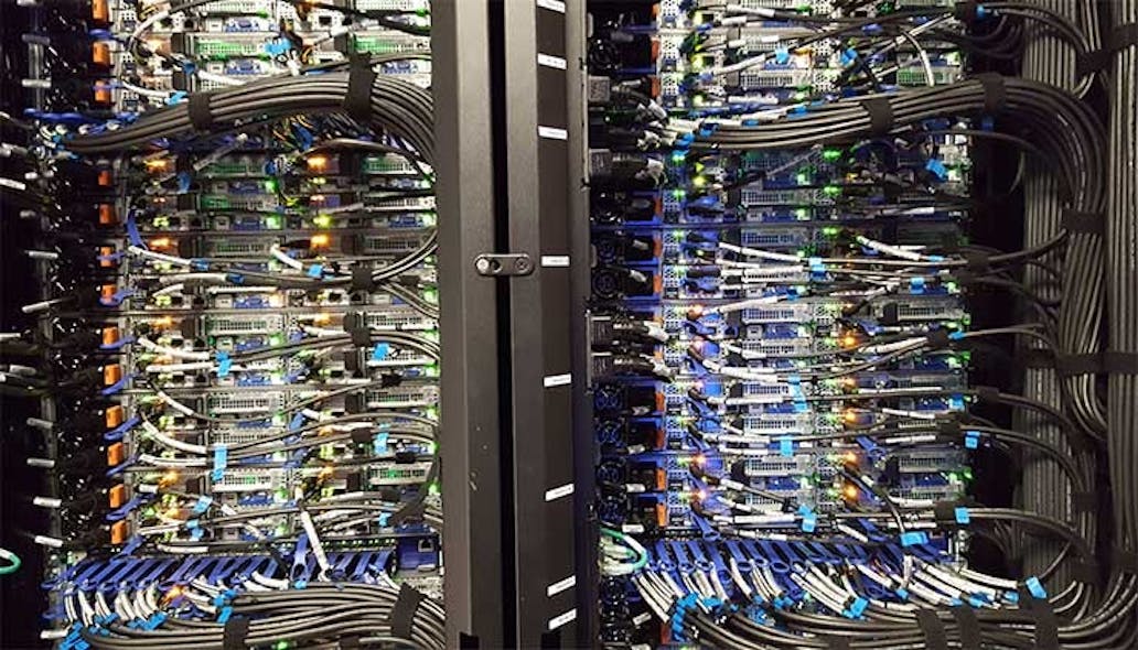 Network infrastructure in a high performance computing data center in San Diego. (Photo: Rich Miller)