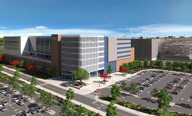 A rendering shows early plans for two new leading-edge Intel processor factories in Licking County, Ohio. (Credit: Intel Corporation)