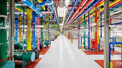 The cooling water supply system in a Google data center in Atlanta, which is one of the company’s sites using recycled water to reduce its impact on the local water supply. (Image: Google)