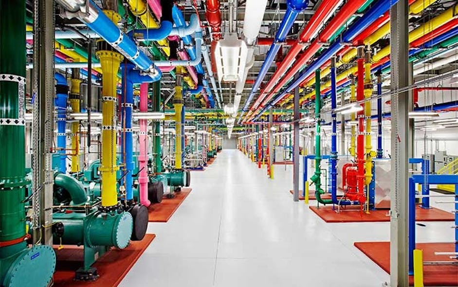 The cooling water supply system in a Google data center in Atlanta, which is one of the company&rsquo;s sites using recycled water to reduce its impact on the local water supply. (Image: Google)