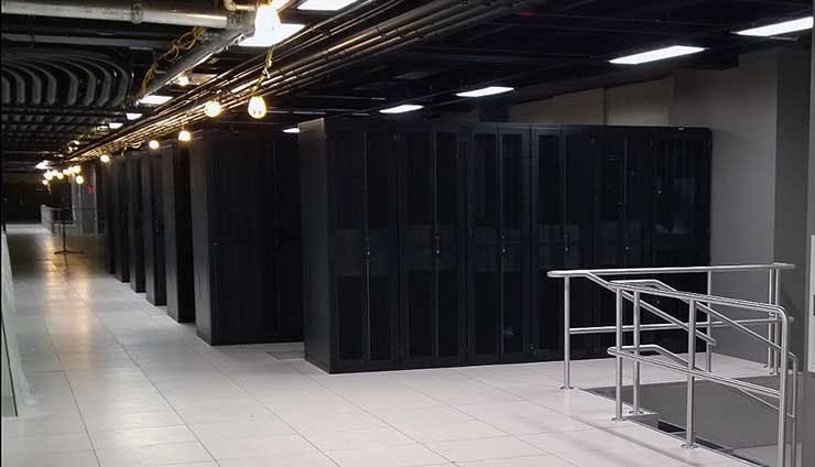 Colocation cabinets inside 60 Hudson Street, a carrier hotel in Manhattan. (Photo: Rich Miller)