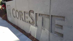 The CoreSite logo at the company campus in Santa Clara. (Photo: Rich Miller)