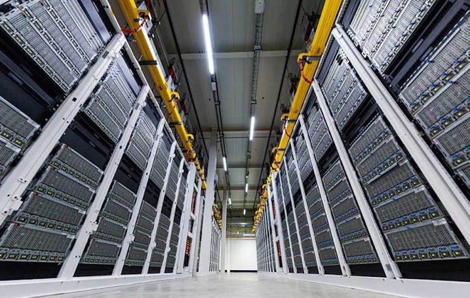 The view from inside the cold aisle of a Microsoft Azure data center. (Photo: Microsoft)