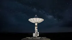 An AWS Ground Station antenna collects data from satellites. (Image: Amazon)