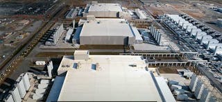 An overhead view of data center buildings on a Google campus. (Image: Google)