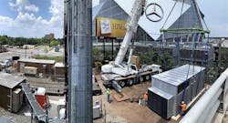 A Vapor IO edge computing module is lowered into place at a cell tower location in Atlanta. (Image: Vapor IO) A Vapor IO edge computing module is lowered into place at a cell tower location in Atlanta. (Image: Vapor IO)