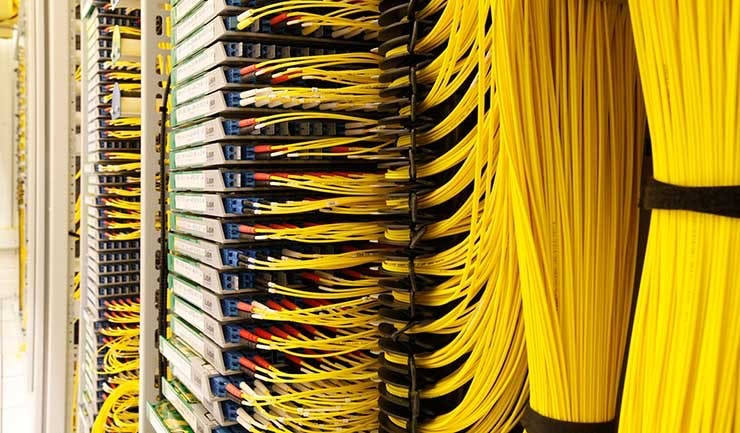 Dense network cabling inside an Equinix interconnection facility in Amsterdam. (Photo: Equinix)