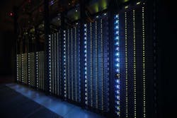 A row of servers inside a data center for Rackspace. (Image: Rackspace)