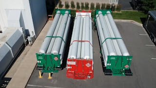 Microsoft used hydrogen stored in tanks on trailers parked outside a lab near Salt Lake City, Utah, to fuel hydrogen fuel cells that powered a row of data center servers. (Photo: Power Innovations.)