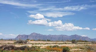 A view of the mountains in Mesa, Arizona, as seen from the Elliott Road Technology Corridor. (Source: Data Center Frontier)