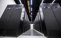 A row of high-density racks inside an eStruxture data center. (Photo: eStruxture)