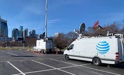 AT&T deploys a temporary cell tower in Nashville, with the company’s iconic office tower visible at left. A Christmas Day explosion damaged the company’s central office on Second Avenue, causing widespread network outages. (Image: AT&T) AT&T deploys a temporary cell tower in Nashville, with the company’s iconic office tower visible at left. A Christmas Day explosion damaged the company’s central office on Second Avenue, causing widespread network outages. (Image: AT&T)