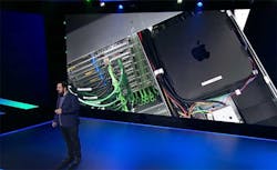Amazon Senior VP of Infrastructure Peter DeSantis shares an image of a Mac Mini server running within an AWS data center during this week&rsquo;s re;Invent 2020 conference. (Image: AWS)
