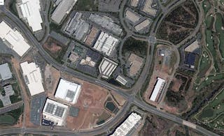 An aerial view of Data Center Alley in Ashburn, Virginia.