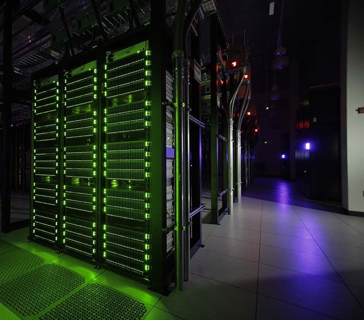 High-density cloud servers inside a data center operated by Rackspace. (Photo: Rackspace)