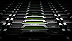 A high-density rack of NVIDIA GPUs. (Image: NVIDIA) A high-density rack of NVIDIA GPUs. (Image: NVIDIA)