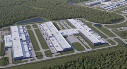 An illustration of Facebook’s expansion of its Newton County, Georgia data center campus, which will add three massive data center buildings. (Image: Facebook) An illustration of Facebook’s expansion of its Newton County, Georgia data center campus, which will add three massive data center buildings. (Image: Facebook)