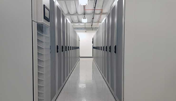 Rows of cabinets in a data center in Santa Clara, Calif. (Photo: Rich Miller)