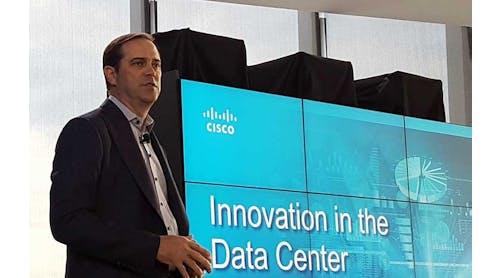 Cisco CEO Chuck Robbins at a company press conference in New York. (Photo: Rich Miller)
