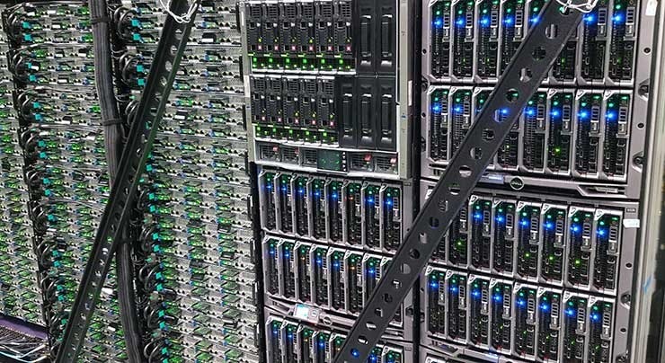 The emerging digital economy is powered by servers, storage and data centers. A rack of servers inside an Intel Corp. data center. (Photo: Rich Miller)