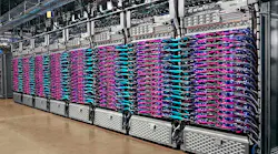 An eight-rack pod of Google’s liquid-cooled TPU version 3 servers for artificial intelligence workloads. (Image: Google)