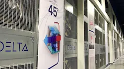 The cooling wall inside Aligned Ashburn, featuring an array of Delta Cube cooling units. (Photo: Aligned Energy)