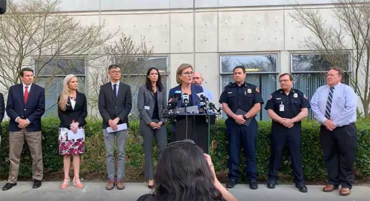 Dr. Sara Cody, Health Officer for Santa Clara County, briefs the public about new Coronavirus cases in the county. (Image: Santa Clara County)