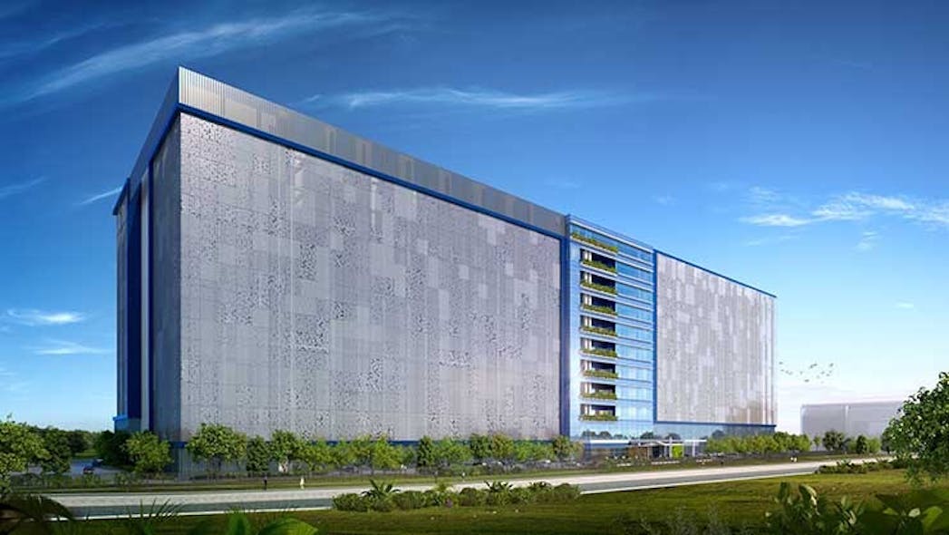 An illustration of Facebook&rsquo;s planned 11-story data center in Singapore. (Image: Facebook)