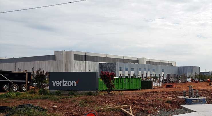 Data center developers were building big facilities for hyperscale tenants in Northern Virginia in 2019. This is the CloudHQ Ashburn project, during construction this fall. (Photo: Rich Miller)