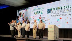 The 7×24 Exchange team celebrates International Data Center Day during the livestream of Tuesday’s festivities in Phoenix. (Photo: Rich Miller) The 7×24 Exchange team celebrates International Data Center Day during the livestream of Tuesday’s festivities in Phoenix. (Photo: Rich Miller)