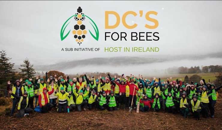 About 100 members of Host in Ireland planted 2,000 trees in County Wicklow as part of its new DCs for Bees initiative. (Photo: Host in Ireland)