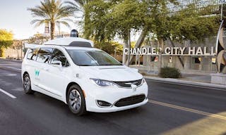 Waymo&rsquo;s fully self-driving Chrysler Pacifica Hybrid minivan on public roads in Chandler, Arizona. (Photo: Waymo)