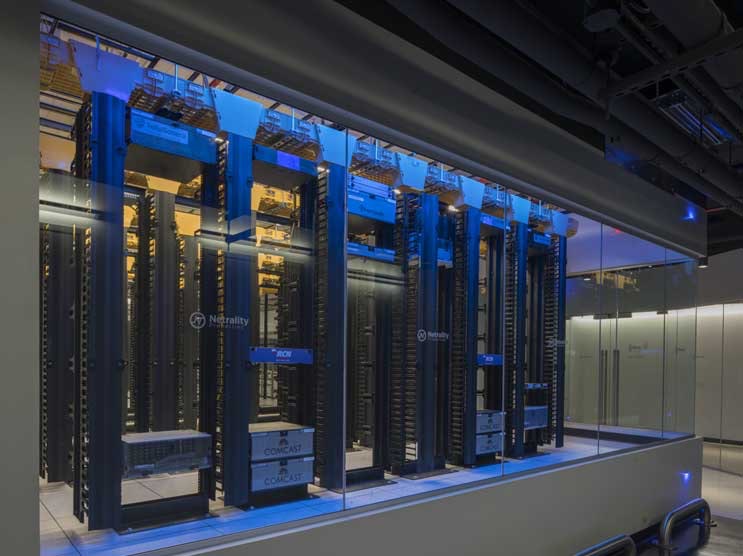 The meet-me room inside the Netrality carrier hotel at 401 North Broad in Philadelphia. (Photo: Netrality)