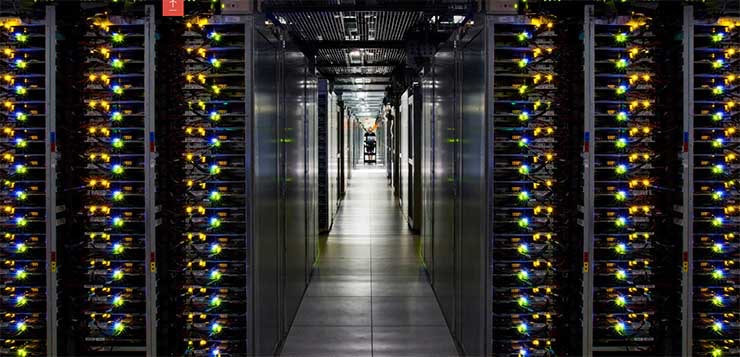 Rows of servers inside a Google data Center. (Photo: Google Cloud Platform)