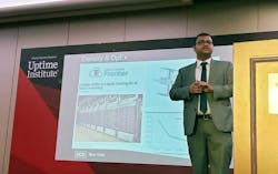 Suvojit Ghosh, Managing Director of the Computing Infrastructure Research Center in Toronto, discusses the future of data center design at DCD Enterprise New York on Wednesday. (Photo: Rich Miller)